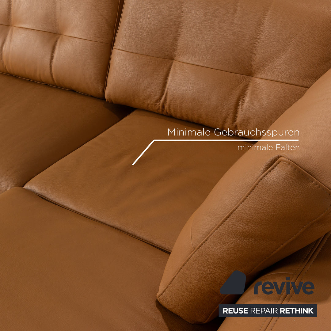 Ewald Schillig Leather Corner Sofa Brown Electric Function Sofa Couch