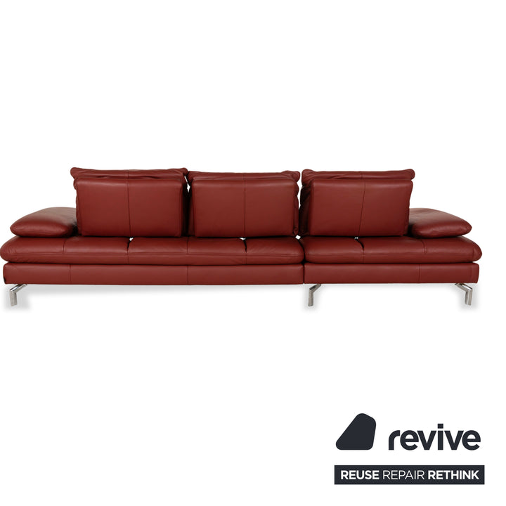 Ewald Schillig Leder Ecksofa Sofa Couch Braun Rot Recamiere Links manuelle Funktion