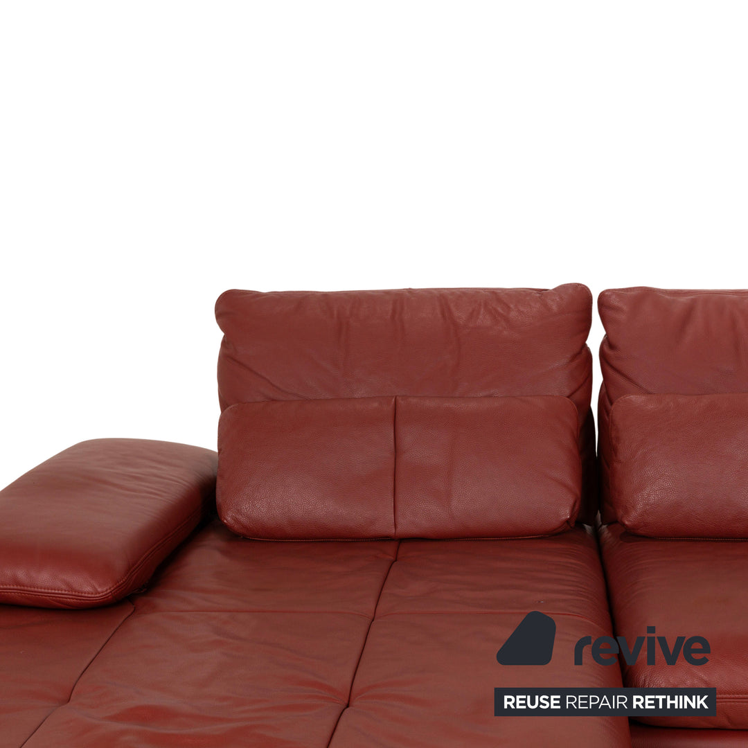 Ewald Schillig Leder Ecksofa Sofa Couch Braun Rot Recamiere Links manuelle Funktion