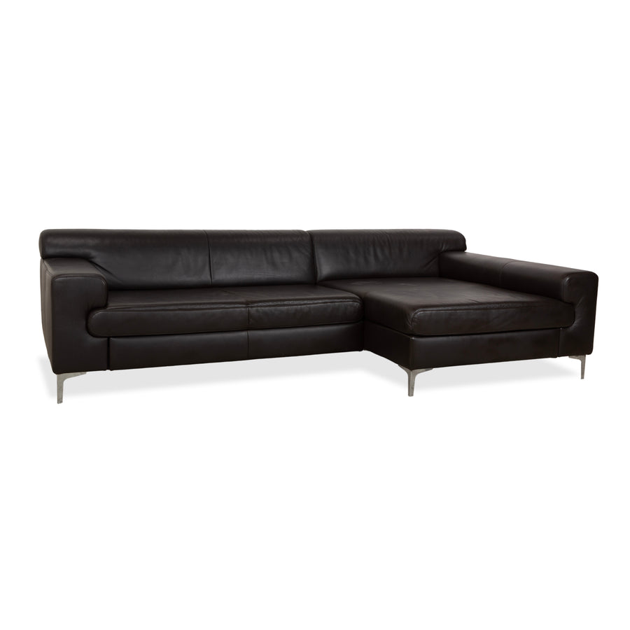 Ewald Schillig Leather Corner Sofa Brown Sofa Couch Manual Function