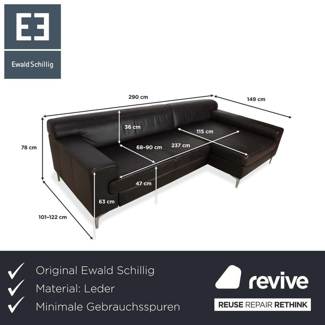 Ewald Schillig Canapé d'angle en cuir marron Canapé Fonction manuelle