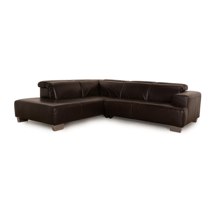 Ewald Schillig Leder Ecksofa Dunkelbraun Recamiere Links manuelle Funktion Sofa Couch