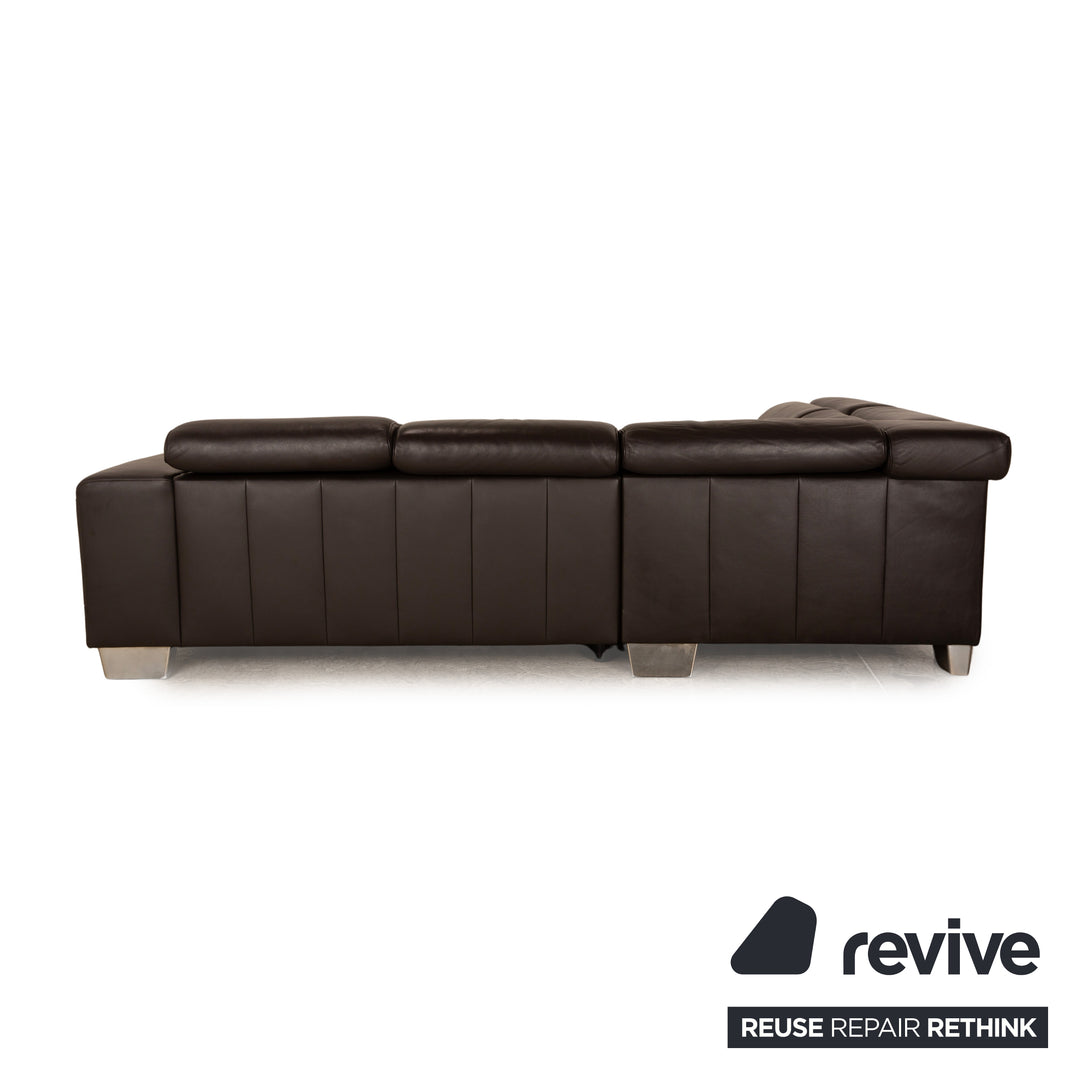 Ewald Schillig Leder Ecksofa Dunkelbraun Recamiere Links manuelle Funktion Sofa Couch