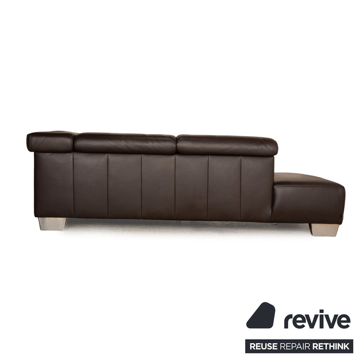 Ewald Schillig Leather Corner Sofa Dark Brown Recamiere Left Manual Function Sofa Couch