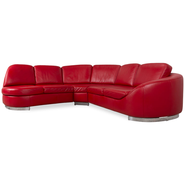 Ewald Schillig Leder Ecksofa Rot Rubin Sofa Couch