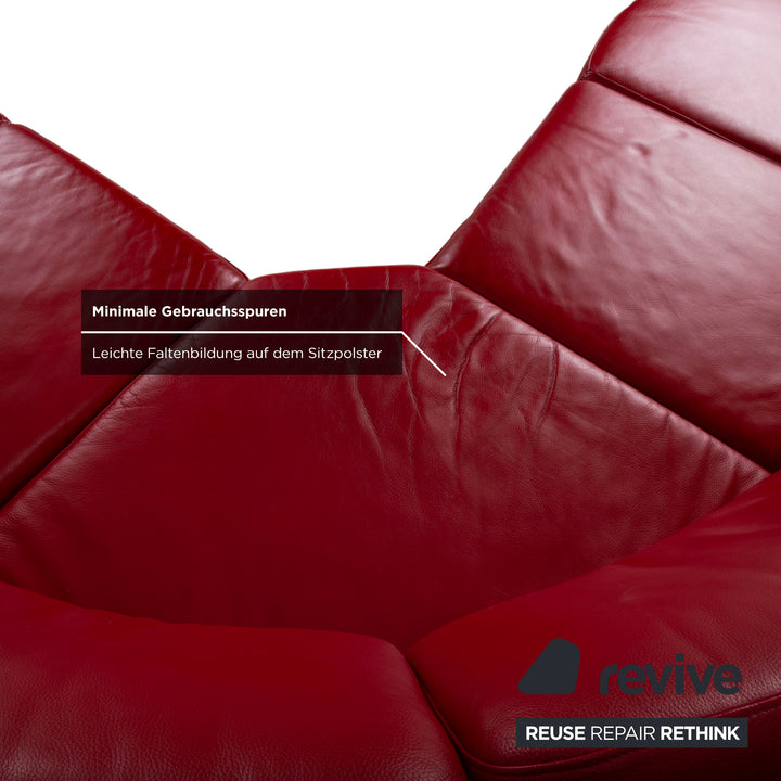 Ewald Schillig Leder Ecksofa Rot Rubin Sofa Couch