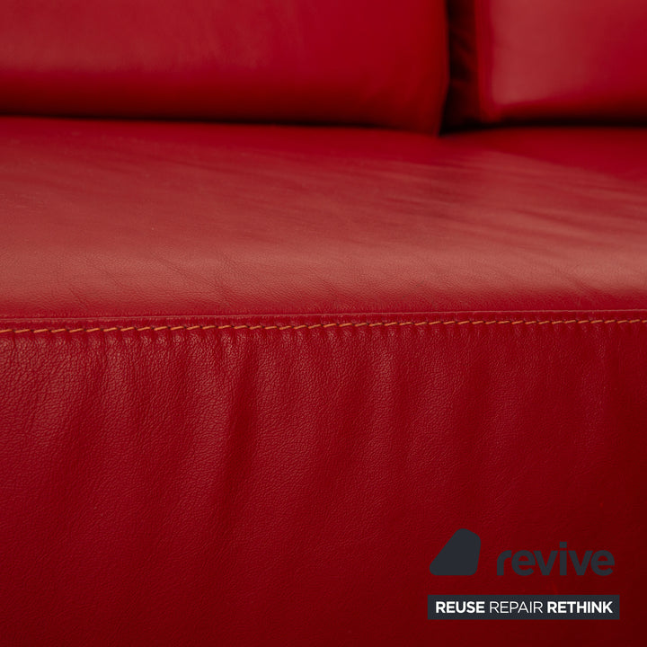 Ewald Schillig Leather Corner Sofa Red Sofa Couch manual function