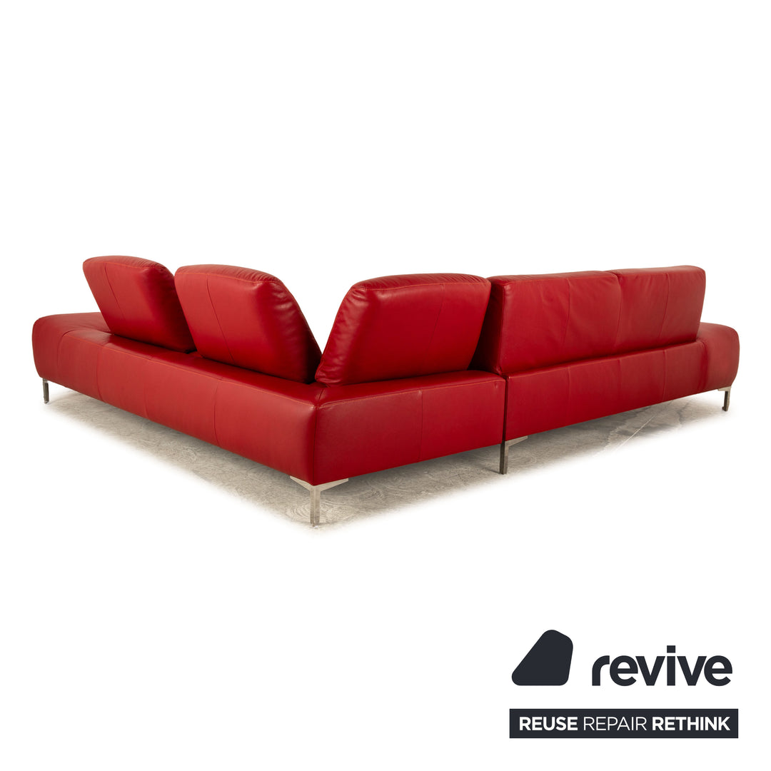 Ewald Schillig Leather Corner Sofa Red Sofa Couch manual function