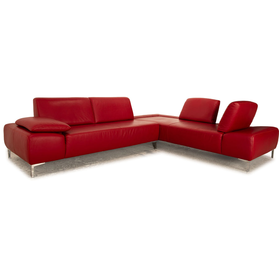 Ewald Schillig Leder Ecksofa Rot Sofa Couch manuelle Funktion