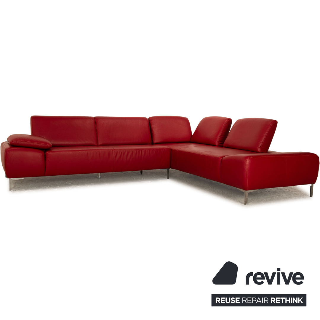 Ewald Schillig Leder Ecksofa Rot Sofa Couch manuelle Funktion