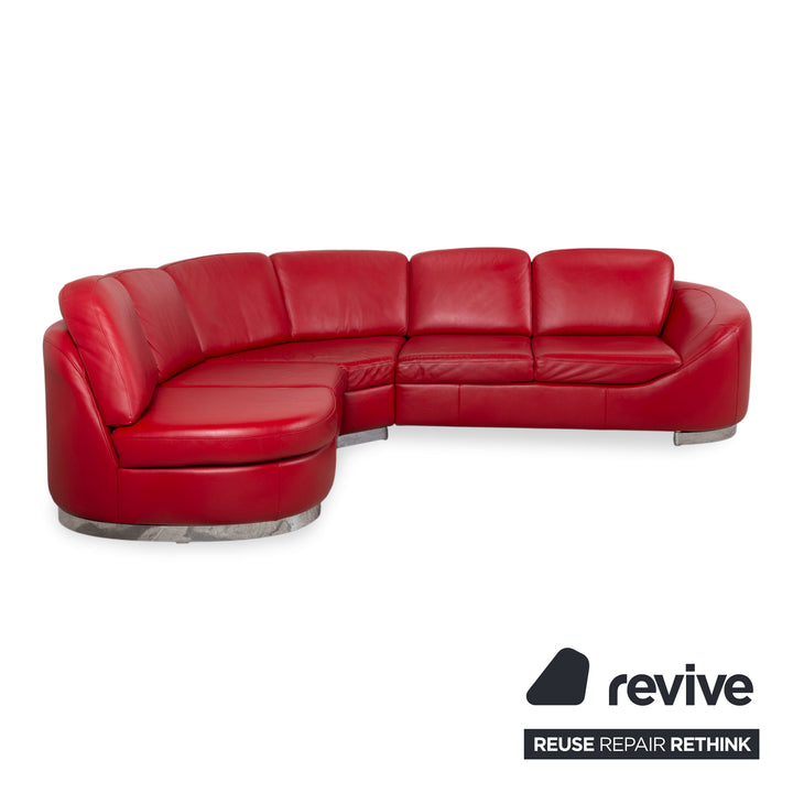 Ewald Schillig Leder Ecksofa Rot Rubin Sofa Couch