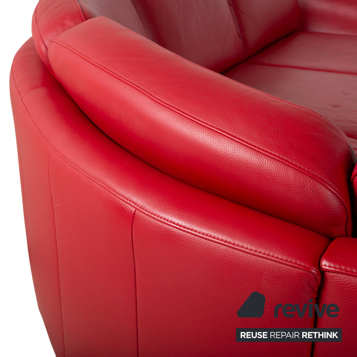 Ewald Schillig Leder Ecksofa Rot Rubin Sofa Couch