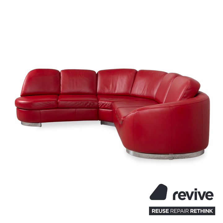 Ewald Schillig Leder Ecksofa Rot Rubin Sofa Couch