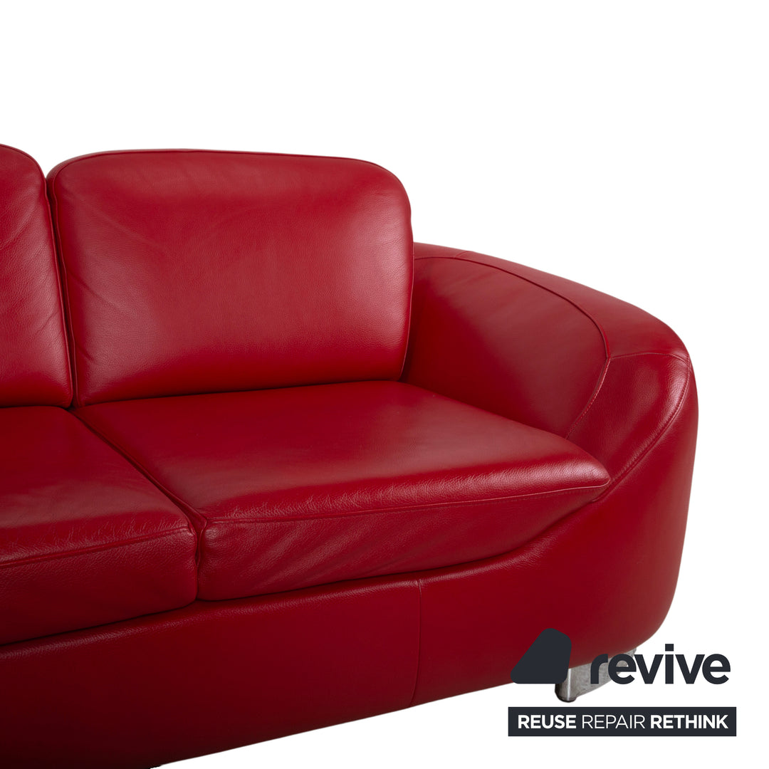Ewald Schillig Leder Ecksofa Rot Rubin Sofa Couch