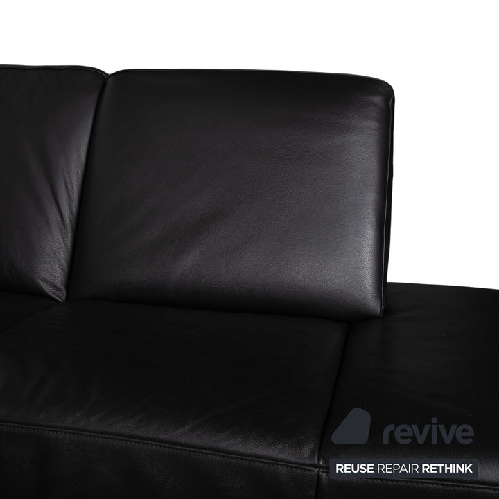 Ewald Schillig Leder Ecksofa Schwarz Couch Recamiere Rechts