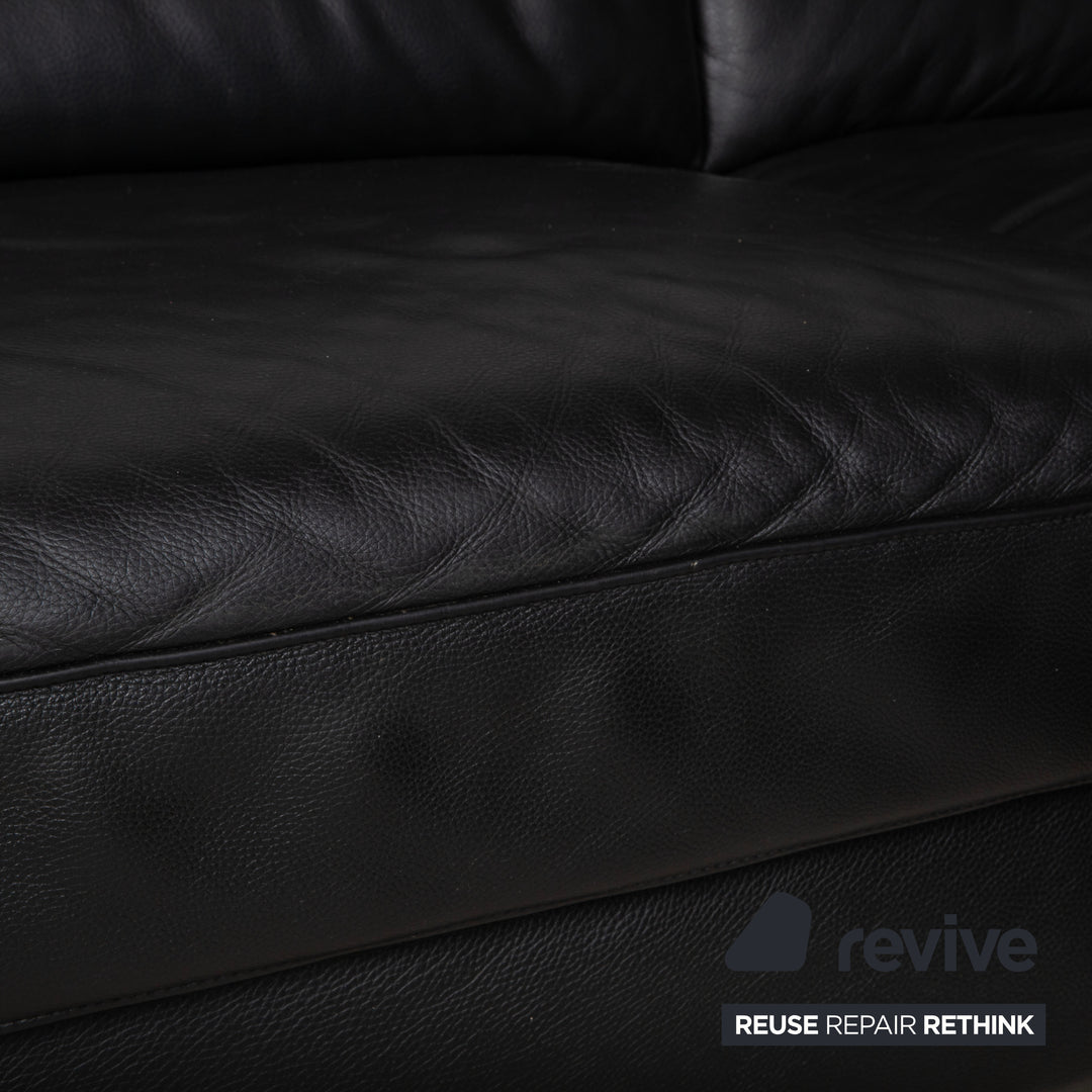 Ewald Schillig Leder Ecksofa Schwarz Couch Recamiere Rechts