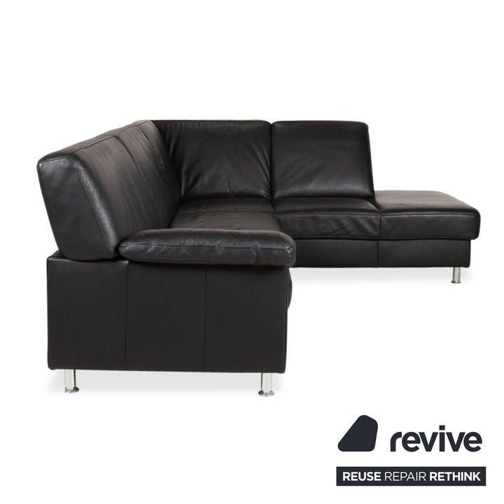 Ewald Schillig Leder Ecksofa Schwarz Couch Recamiere Rechts