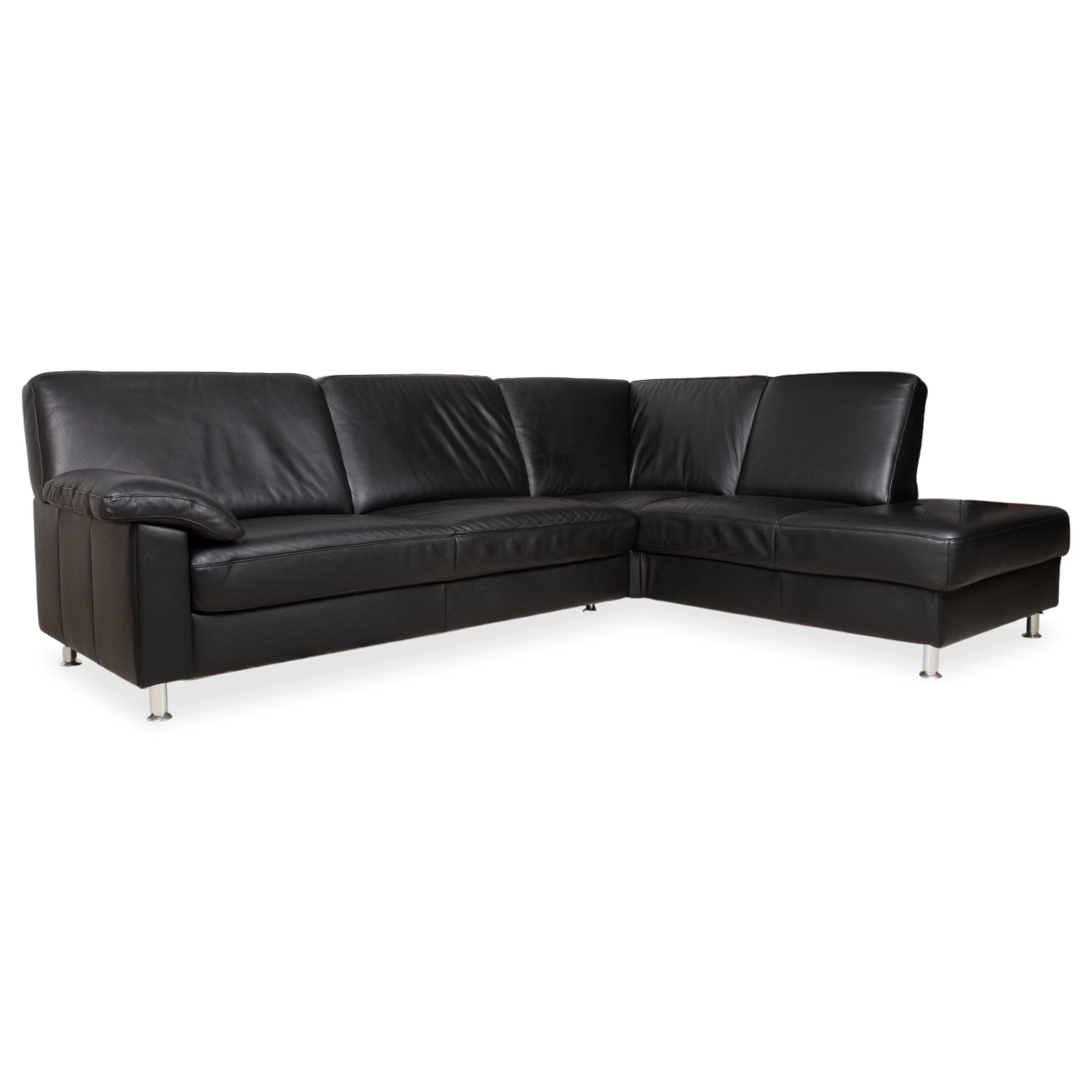 Ewald Schillig Leder Ecksofa Schwarz Couch Recamiere Rechts