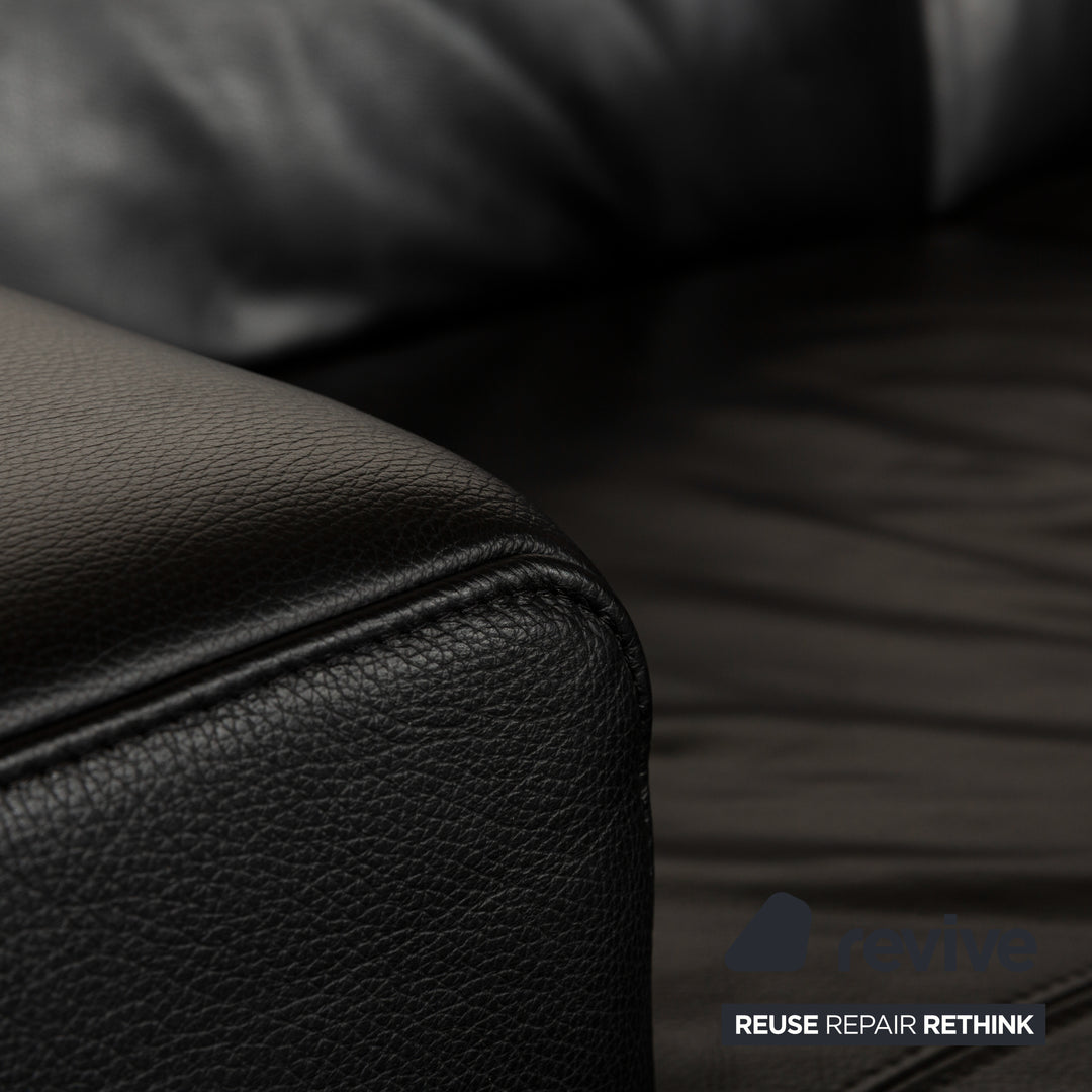 Ewald Schillig Leder Ecksofa Schwarz manuelle Funktion Récamière links Sofa Couch