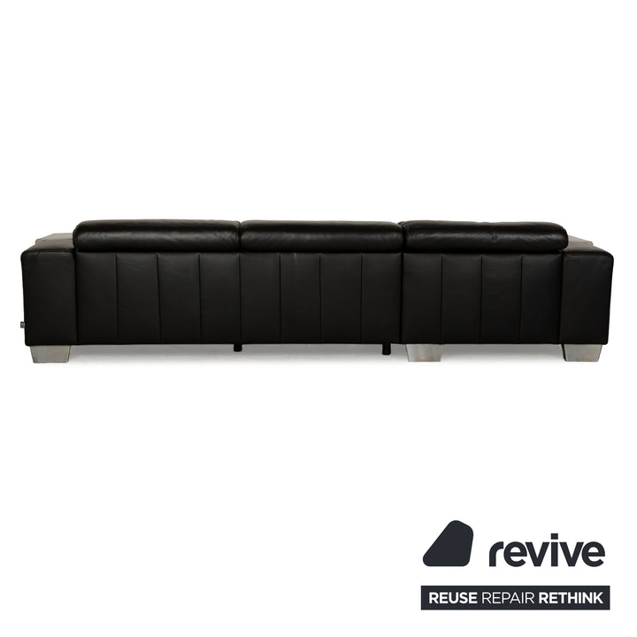 Ewald Schillig Leder Ecksofa Schwarz manuelle Funktion Récamière links Sofa Couch