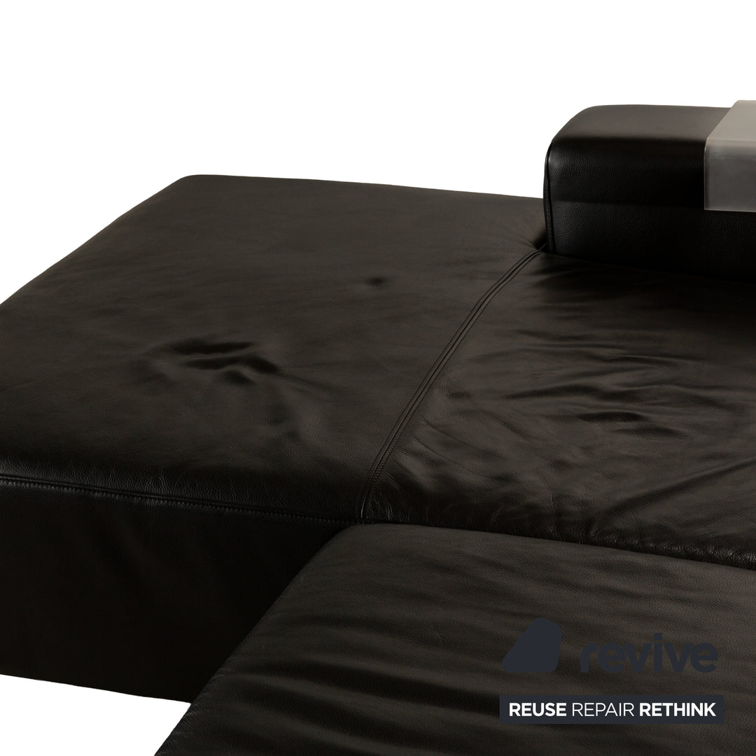 Ewald Schillig Leder Ecksofa Schwarz manuelle Funktion Récamière links Sofa Couch