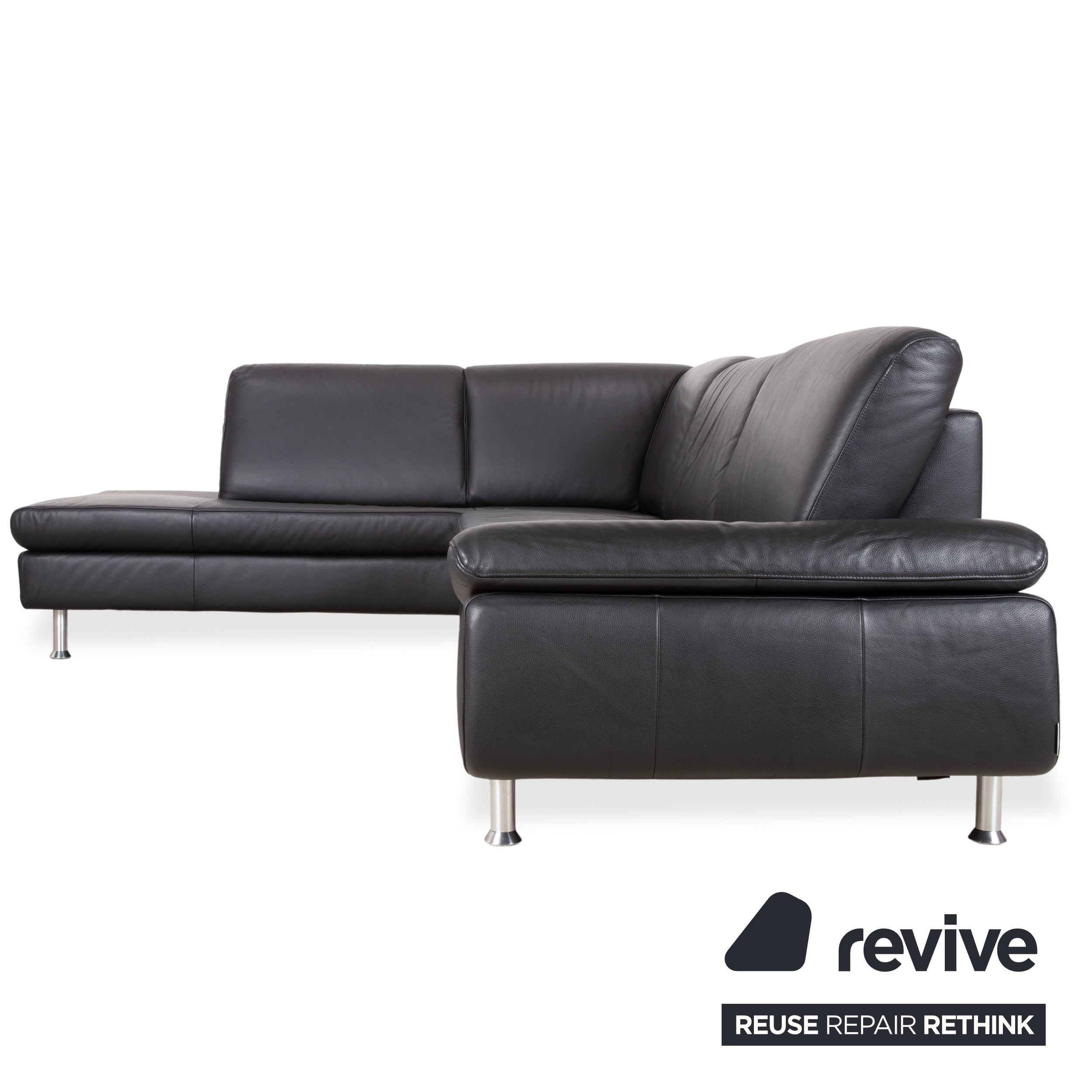 Ewald Schillig Leder Ecksofa Schwarz Sofa Couch manuelle Funktion