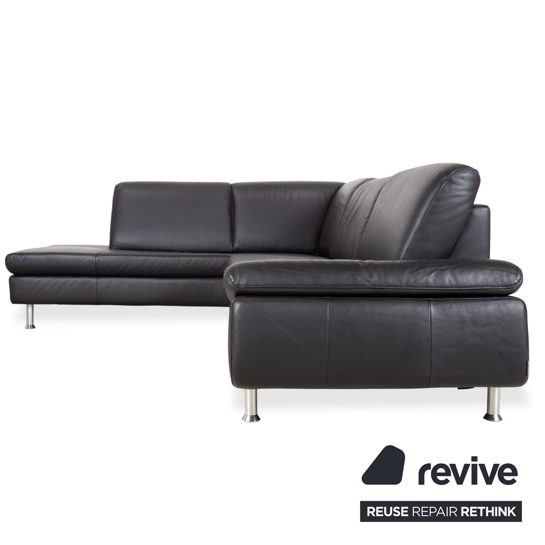 Ewald Schillig Leder Ecksofa Schwarz Sofa Couch manuelle Funktion