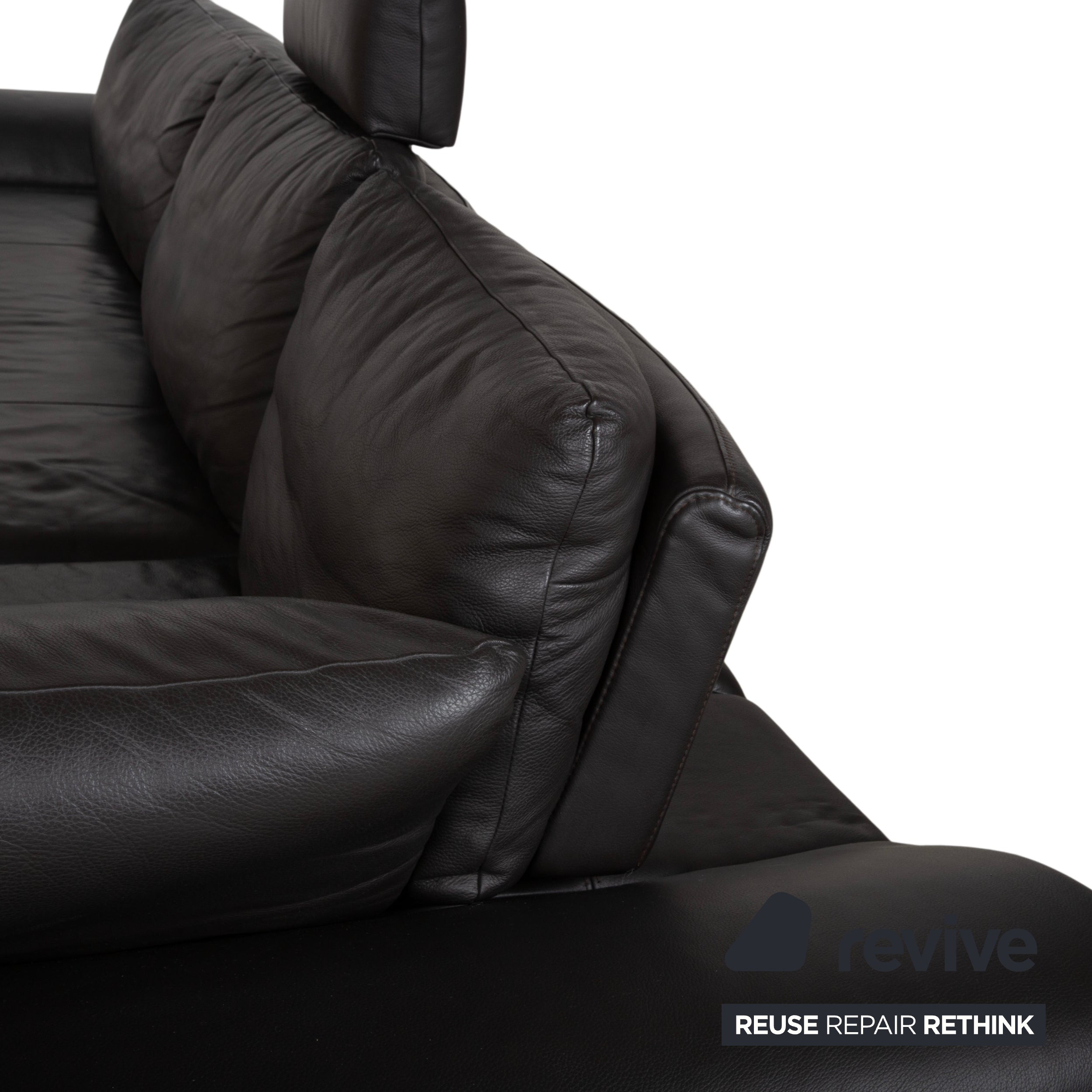 Ewald Schillig Leder Ecksofa Schwarz Sofa Couch manuelle Funktion Kopfstütze