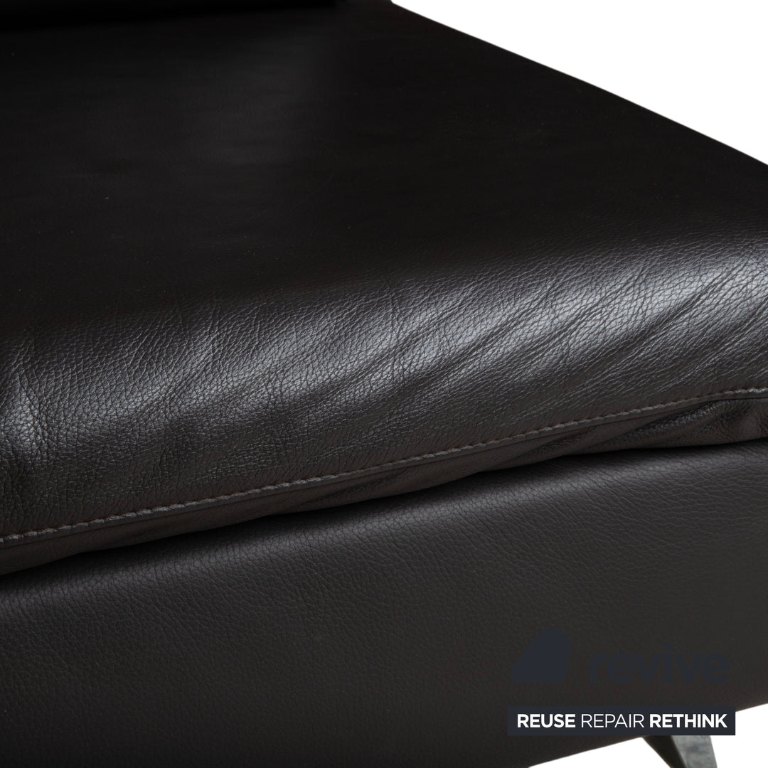 Ewald Schillig Leder Ecksofa Schwarz Sofa Couch manuelle Funktion Kopfstütze