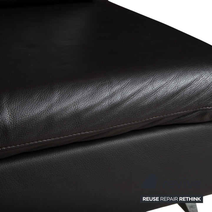 Ewald Schillig Leder Ecksofa Schwarz Sofa Couch manuelle Funktion Kopfstütze