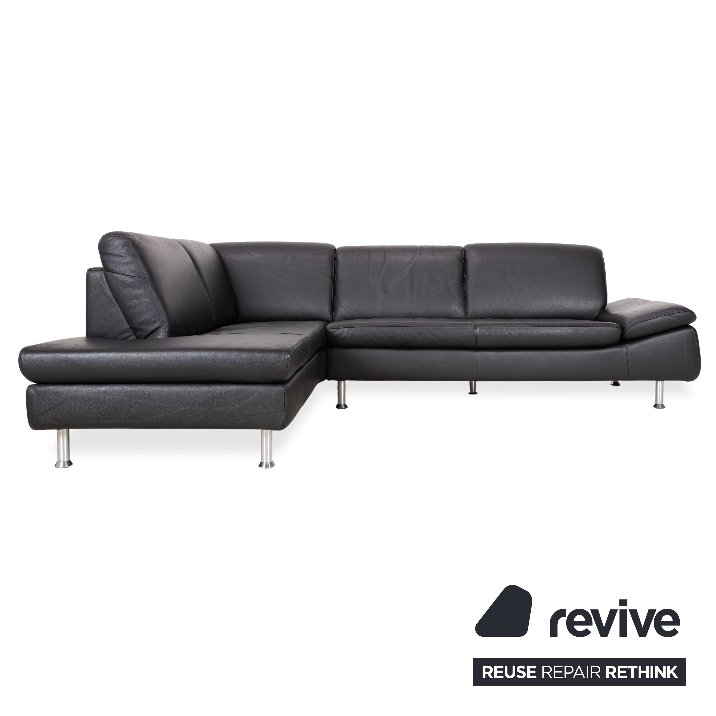 Ewald Schillig Leder Ecksofa Schwarz Sofa Couch manuelle Funktion