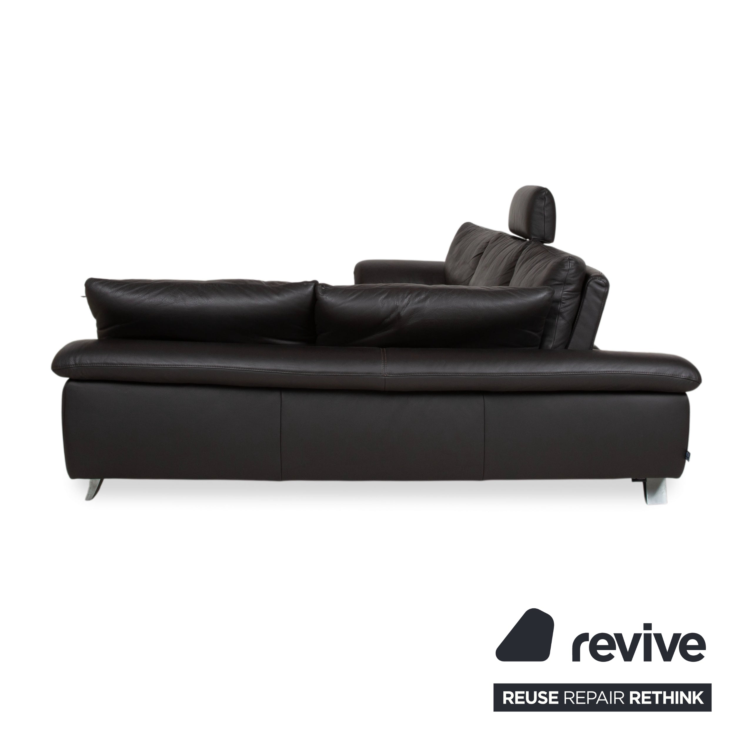 Ewald Schillig Leder Ecksofa Schwarz Sofa Couch manuelle Funktion Kopfstütze