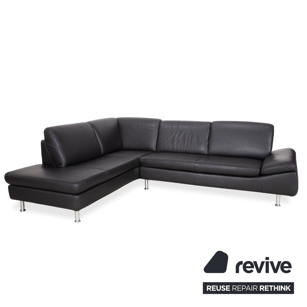 Ewald Schillig Leder Ecksofa Schwarz Sofa Couch manuelle Funktion