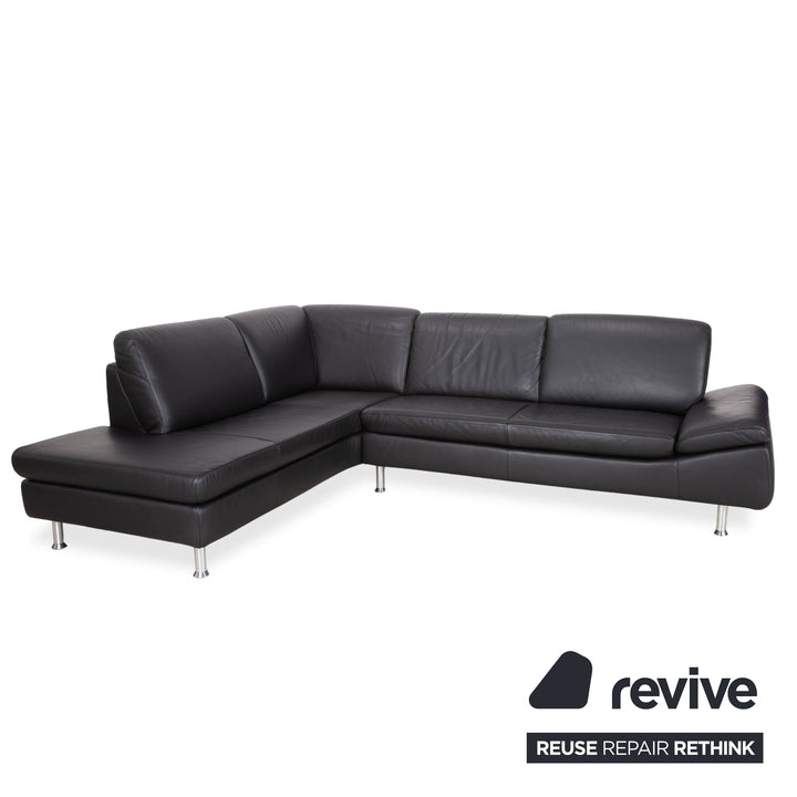 Ewald Schillig Leder Ecksofa Schwarz Sofa Couch manuelle Funktion