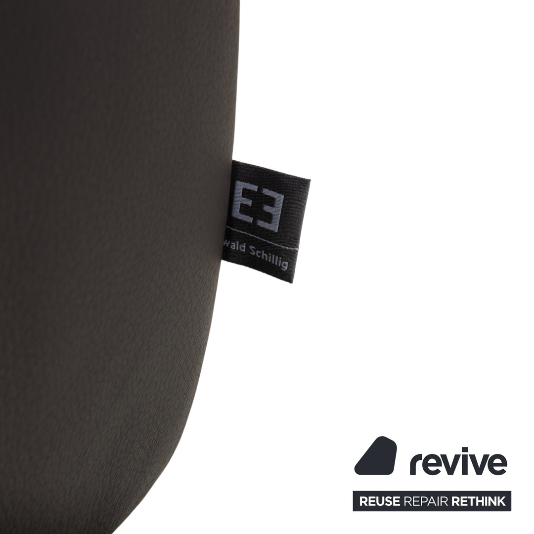 Ewald Schillig Leder Ecksofa Schwarz Sofa Couch manuelle Funktion Kopfstütze