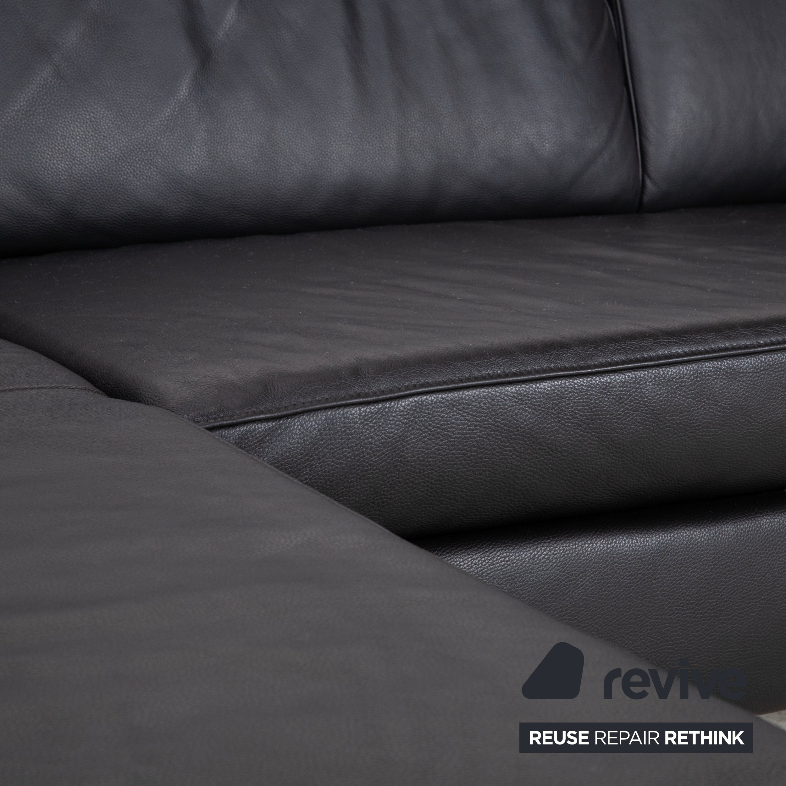 Ewald Schillig Leder Ecksofa Schwarz Sofa Couch manuelle Funktion
