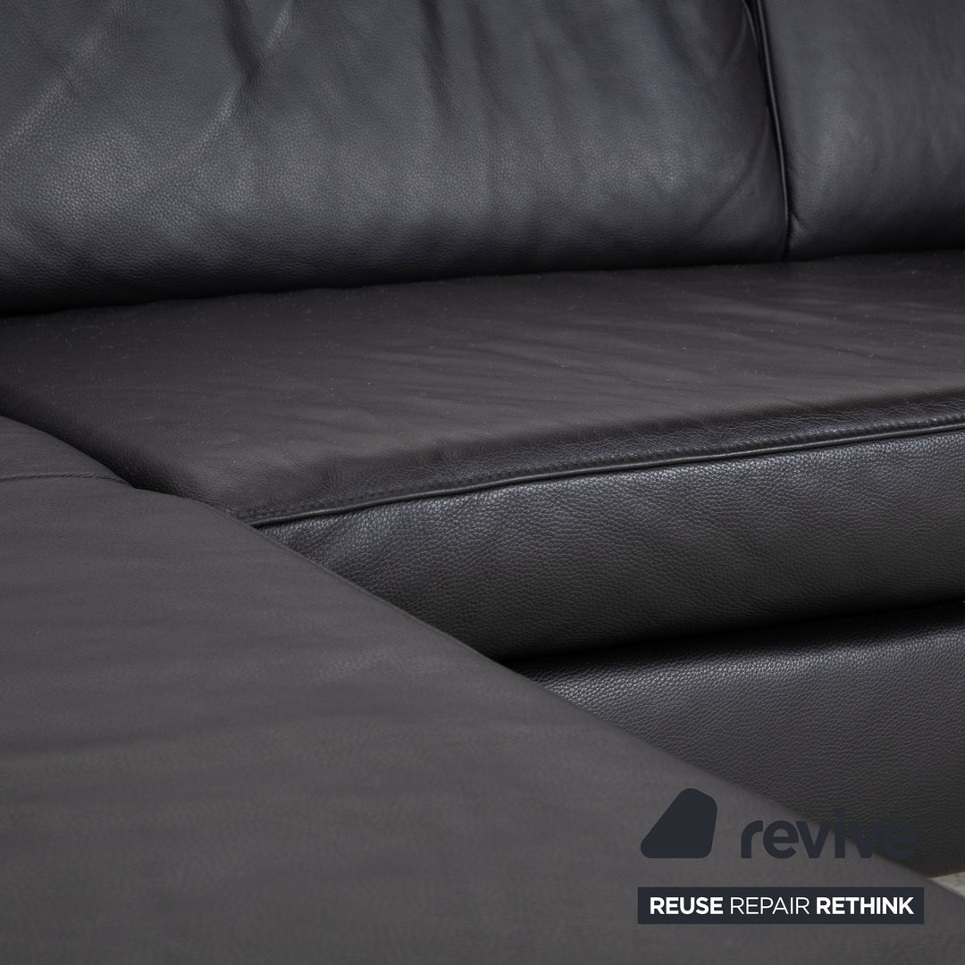 Ewald Schillig Leder Ecksofa Schwarz Sofa Couch manuelle Funktion