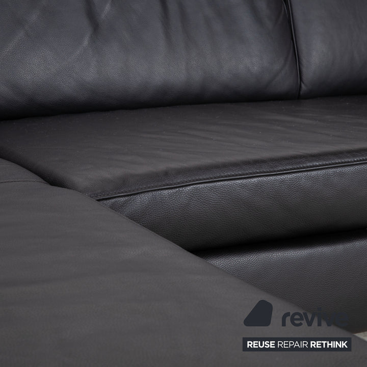 Ewald Schillig Leder Ecksofa Schwarz Sofa Couch manuelle Funktion