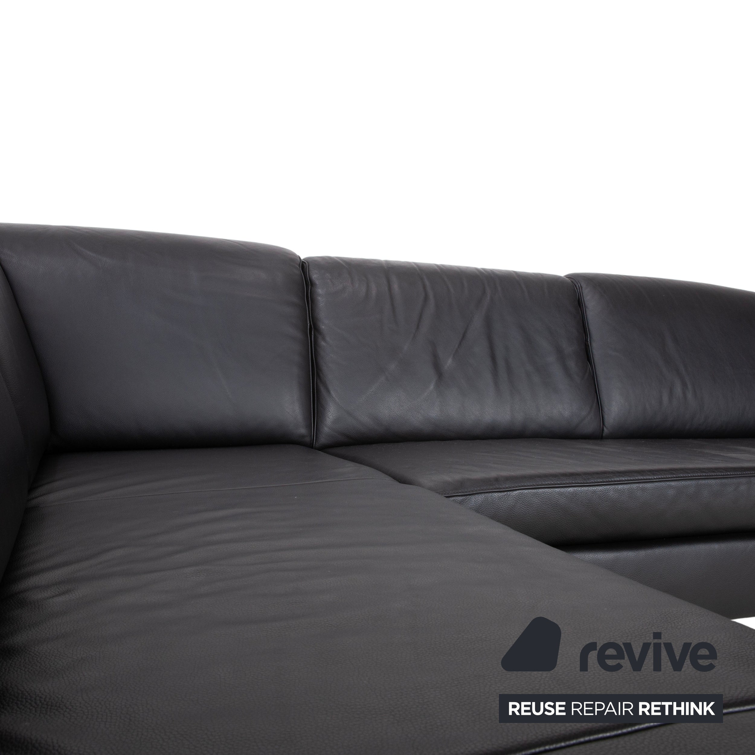 Ewald Schillig Leder Ecksofa Schwarz Sofa Couch manuelle Funktion