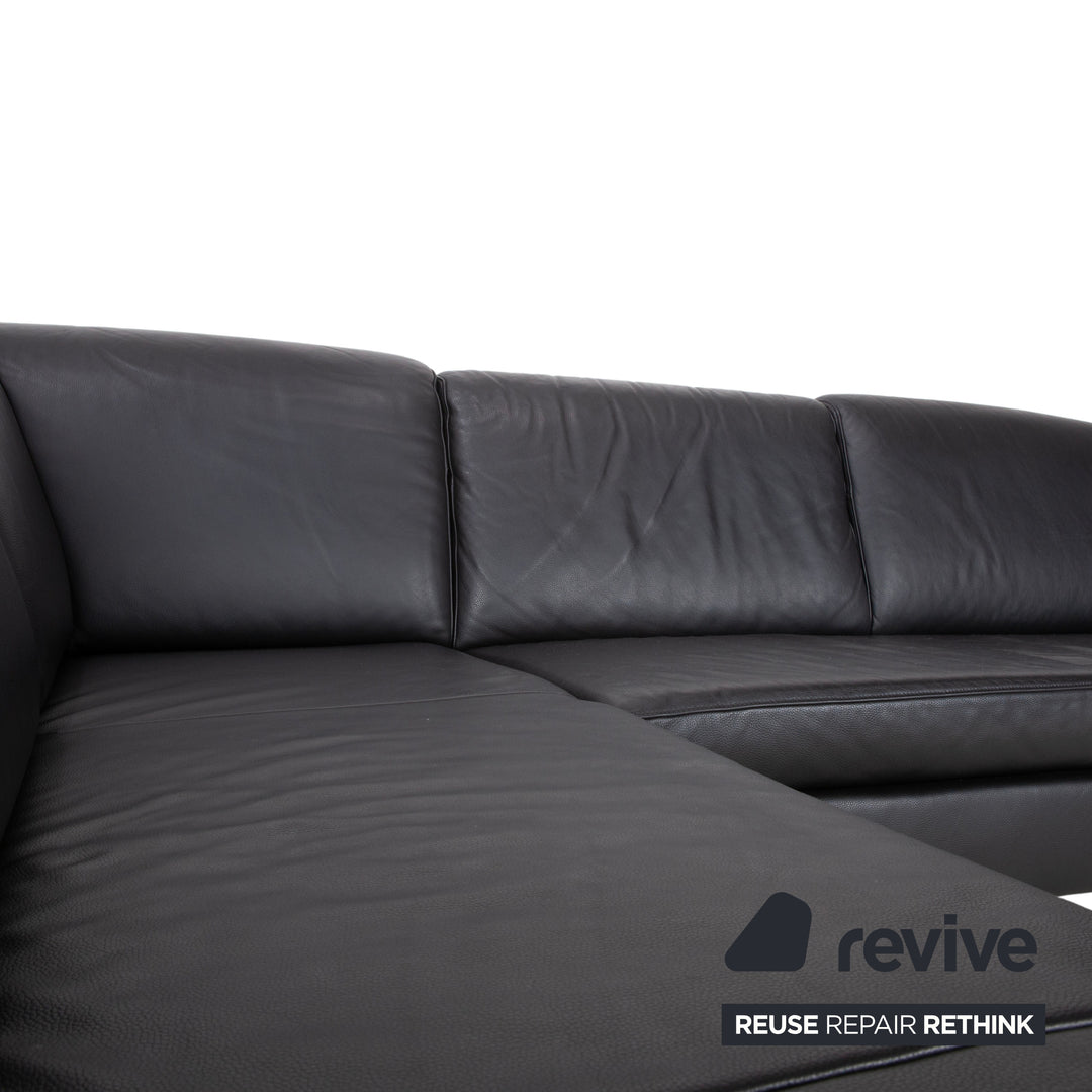 Ewald Schillig Leder Ecksofa Schwarz Sofa Couch manuelle Funktion