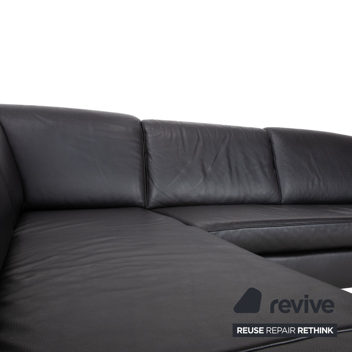 Ewald Schillig Leder Ecksofa Schwarz Sofa Couch manuelle Funktion