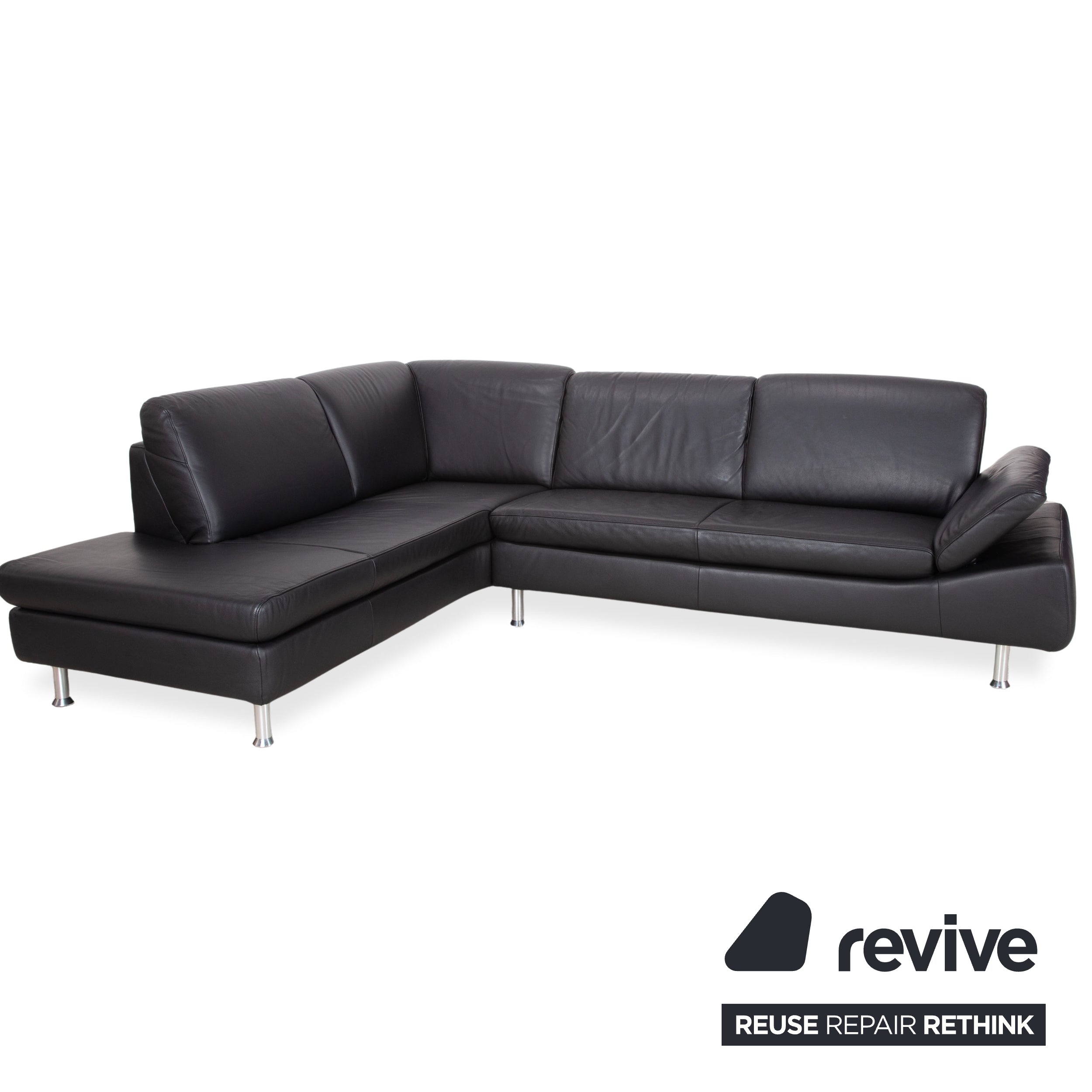 Ewald Schillig Leder Ecksofa Schwarz Sofa Couch manuelle Funktion