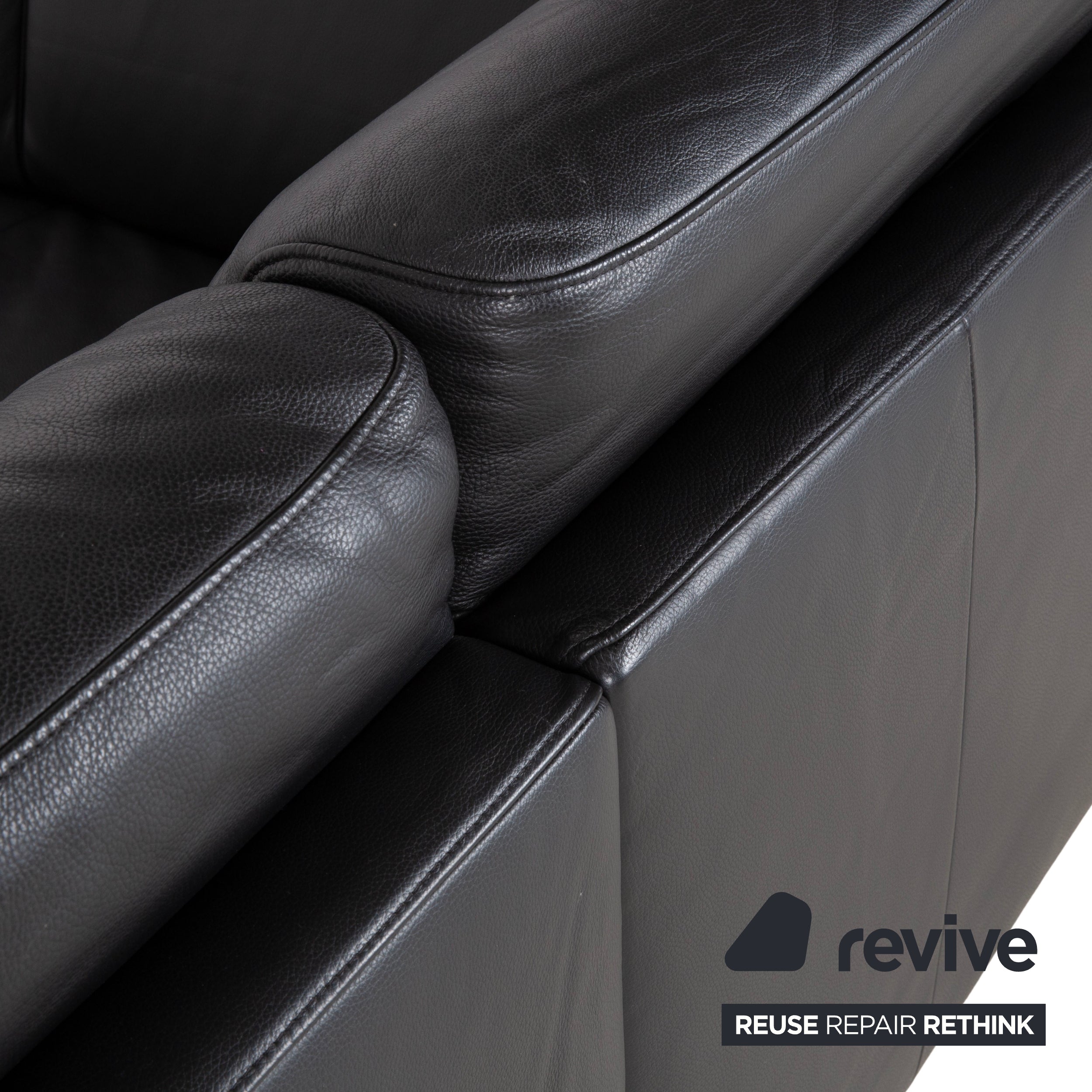 Ewald Schillig Leder Ecksofa Schwarz Sofa Couch manuelle Funktion