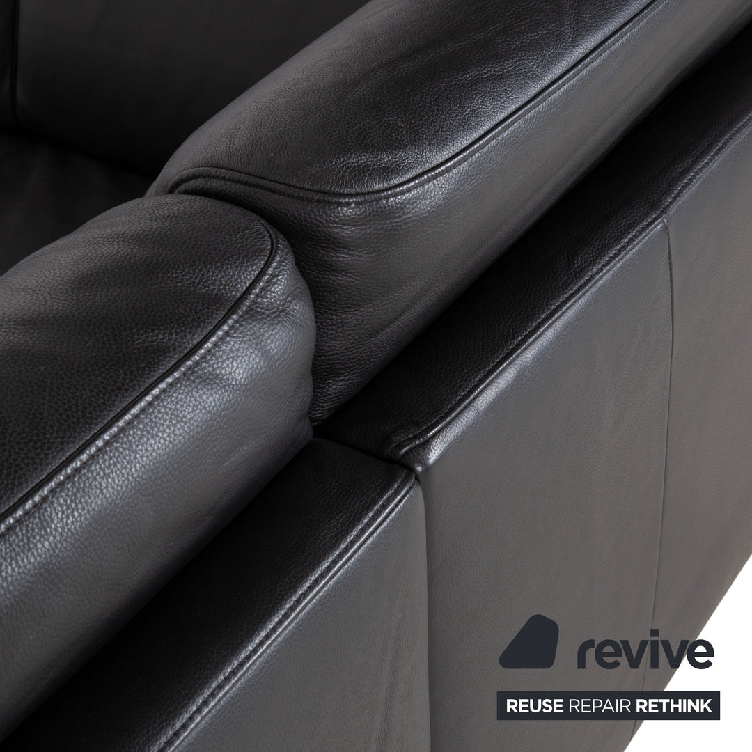 Ewald Schillig Leder Ecksofa Schwarz Sofa Couch manuelle Funktion