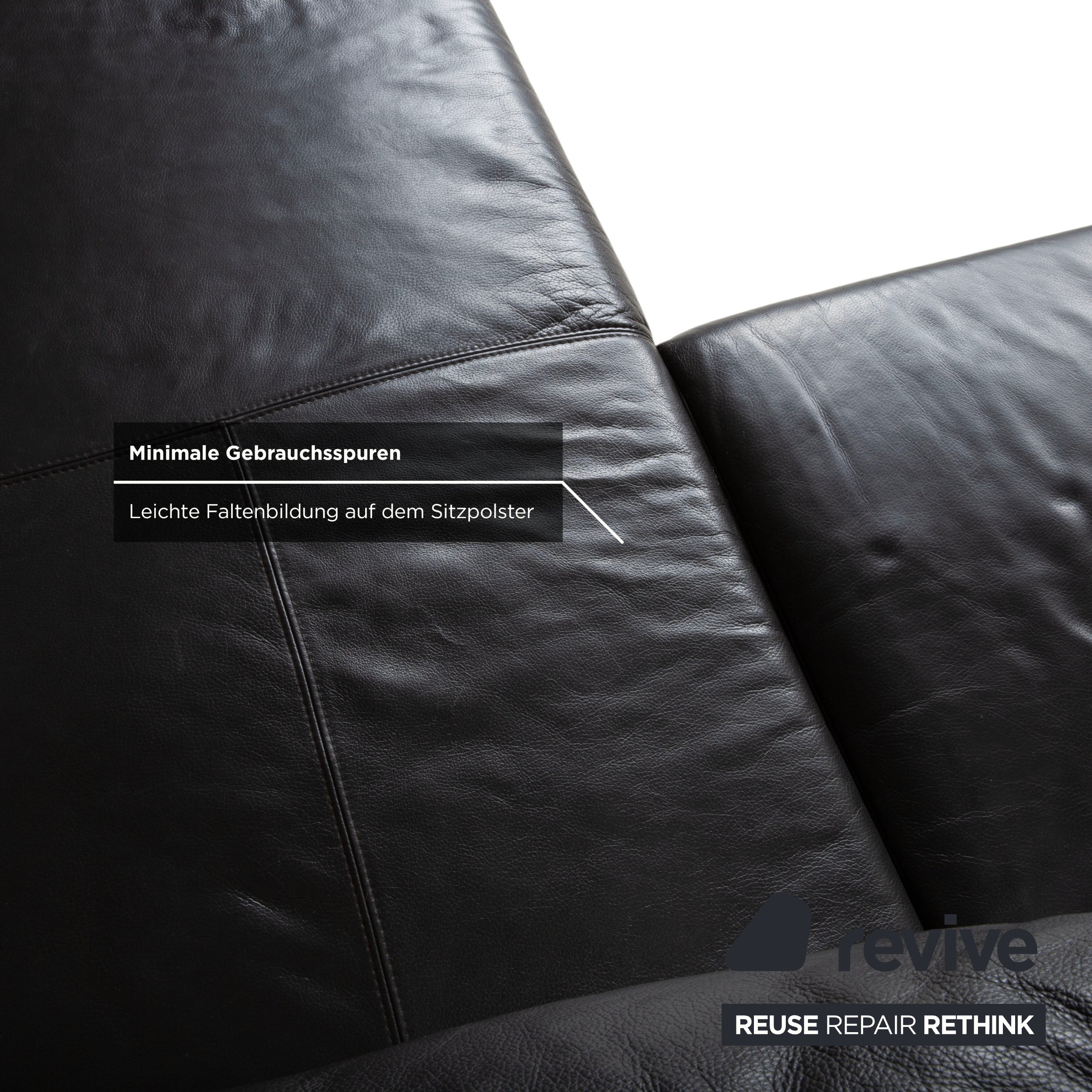 Ewald Schillig Leder Ecksofa Schwarz Sofa Couch manuelle Funktion Kopfstütze