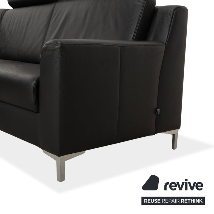 Ewald Schillig Leder Ecksofa Schwarz Sofa Couch Kopfstützen manuelle Funktion