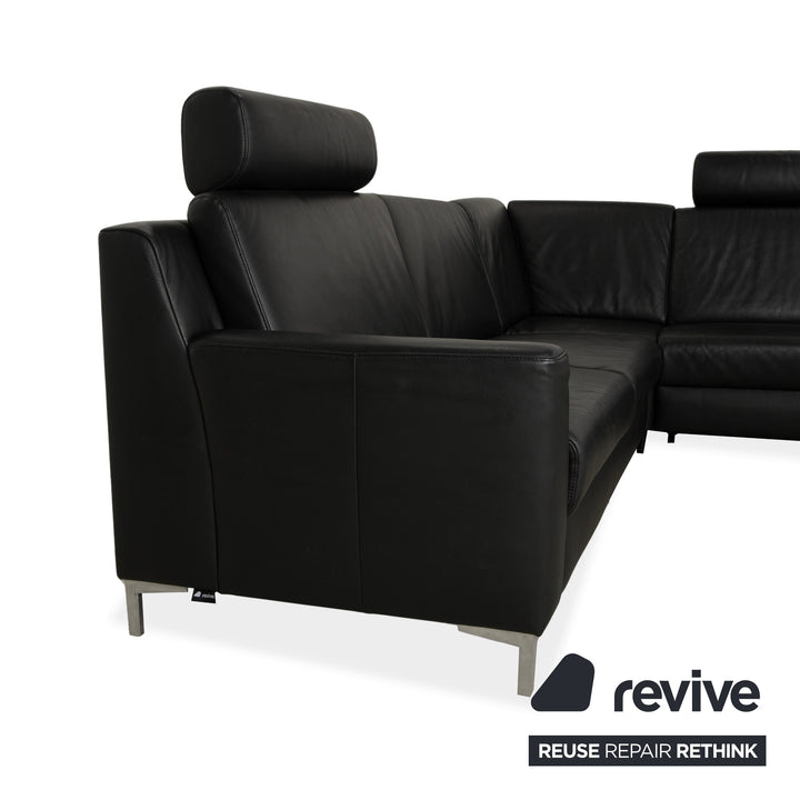 Ewald Schillig Leder Ecksofa Schwarz Sofa Couch Kopfstützen manuelle Funktion