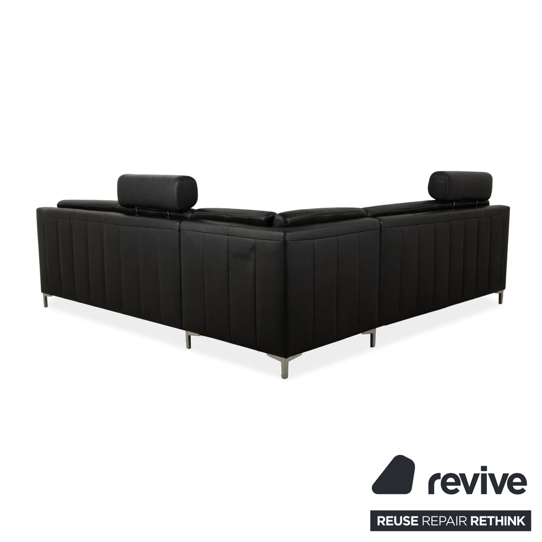 Ewald Schillig Leder Ecksofa Schwarz Sofa Couch Kopfstützen manuelle Funktion