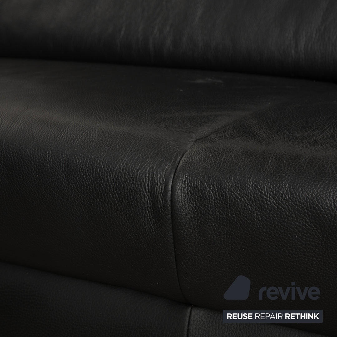 Ewald Schillig Leder Ecksofa Schwarz Sofa Couch Kopfstützen manuelle Funktion