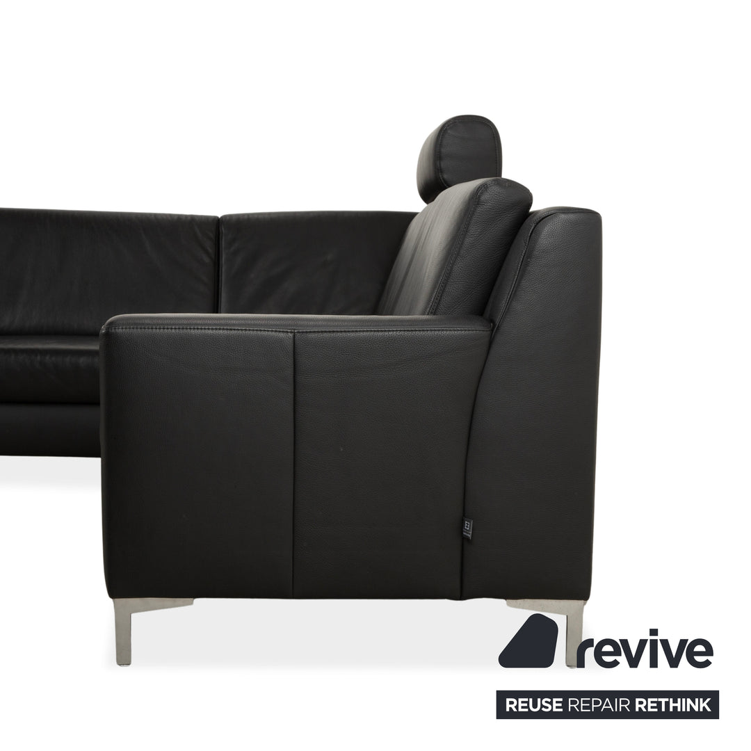 Ewald Schillig Leder Ecksofa Schwarz Sofa Couch Kopfstützen manuelle Funktion